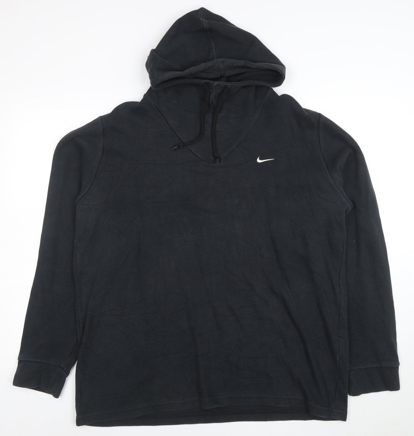 Nike Women's Black Pullover Hoodie Size 16 V-Neck Logo Sweatshirt