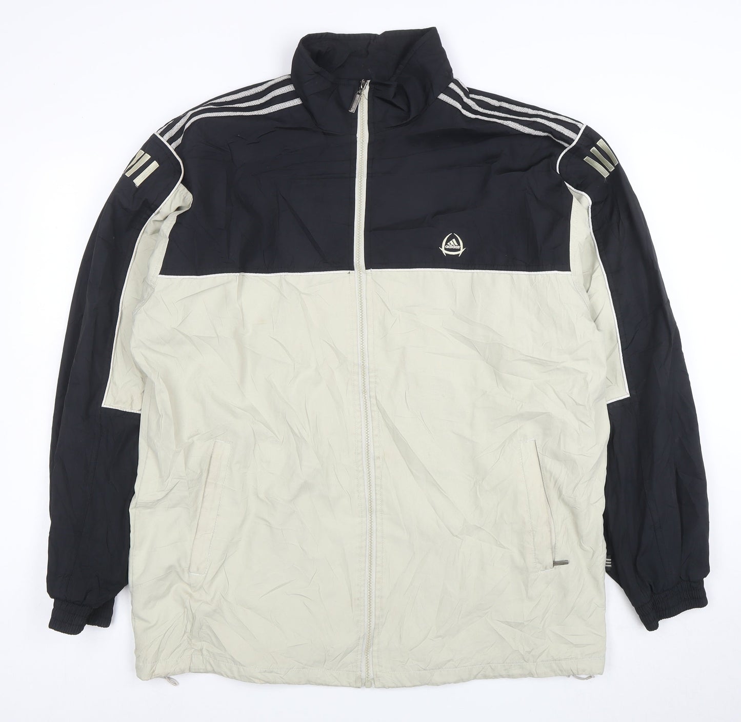 Adidas Men's Black Beige 2XL Retro Windbreaker Jacket