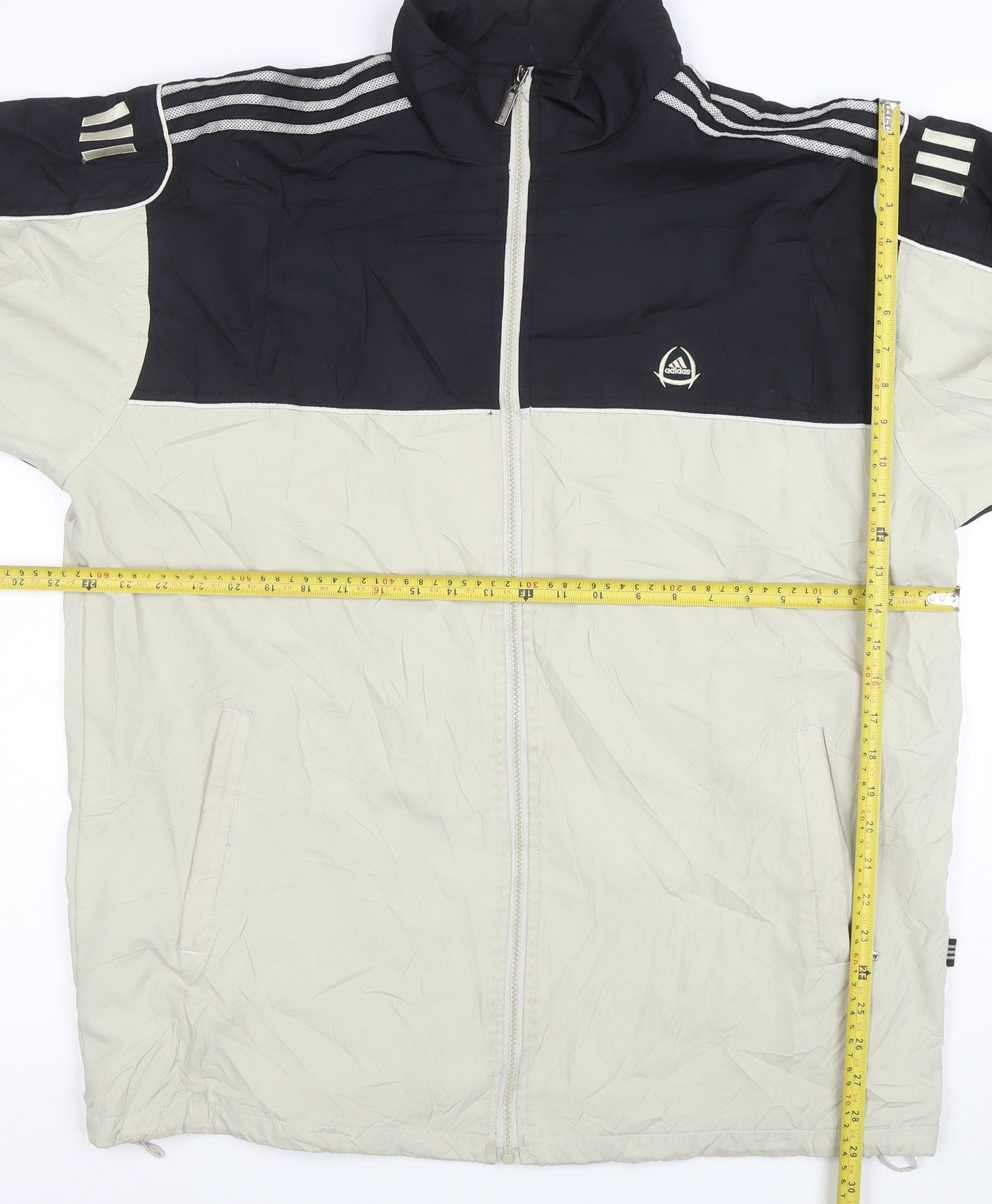 Adidas Men's Black Beige 2XL Retro Windbreaker Jacket