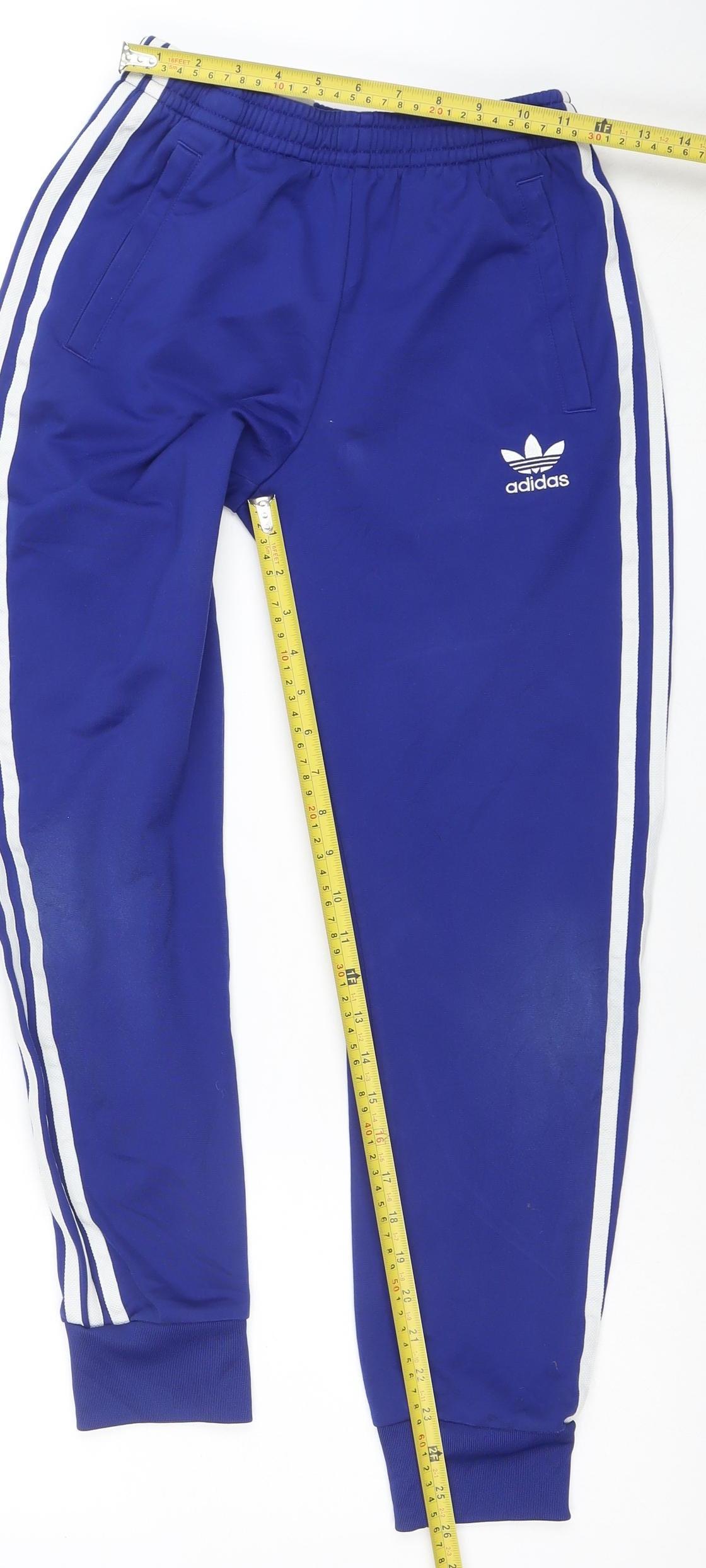 Adidas Boys Blue 12-13 Years Track Pants 100% Polyester Joggers