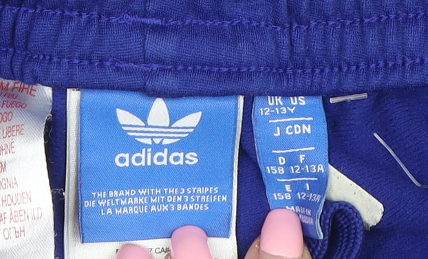 Adidas Boys Blue 12-13 Years Track Pants 100% Polyester Joggers