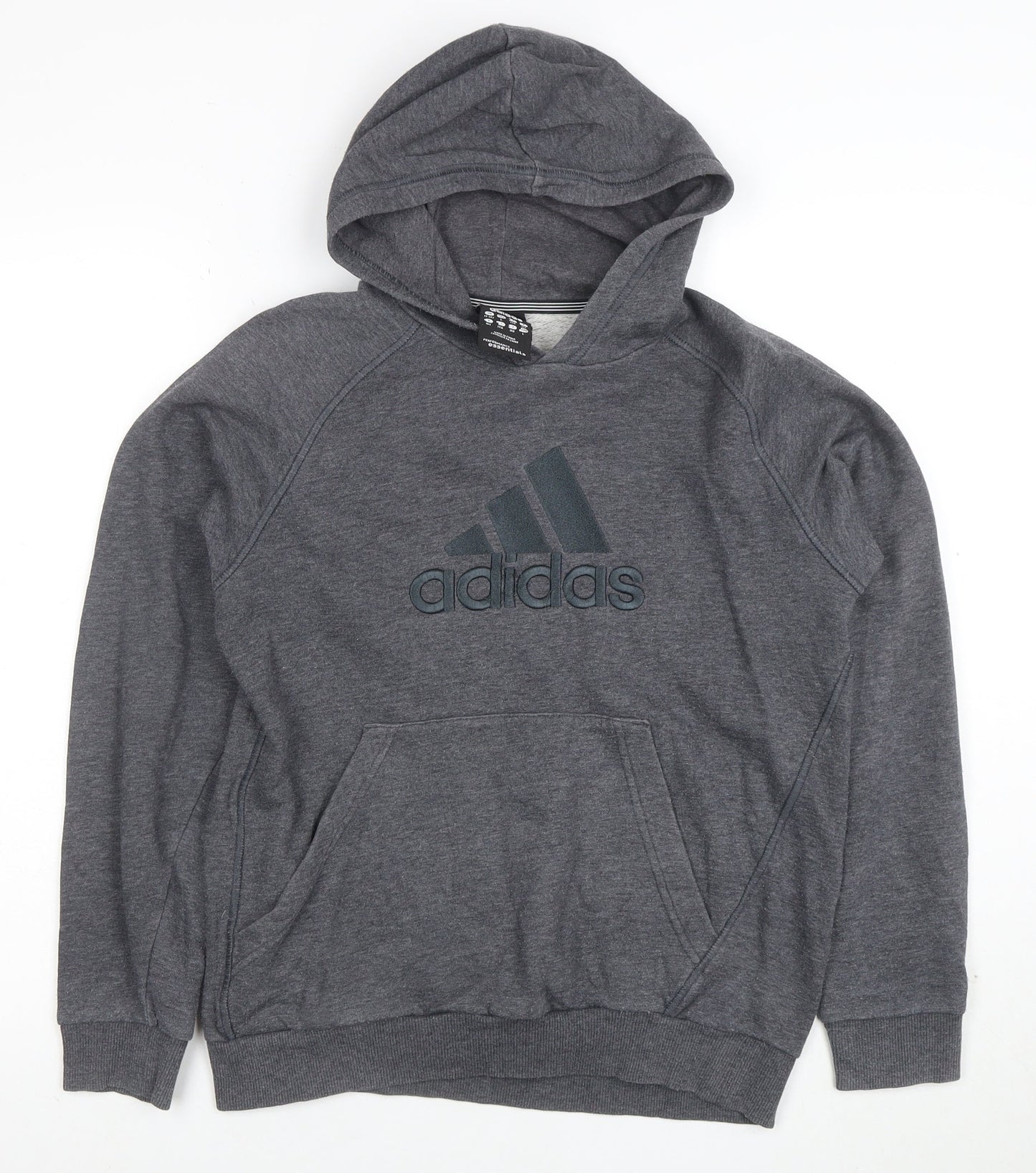 Adidas Boys Grey Pullover Hoodie 13-14 Years Performance Essentials