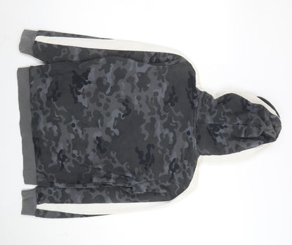 Back view of PUMA boys’ grey camouflage pullover hoodie -, size 13-14, years cotton blend
