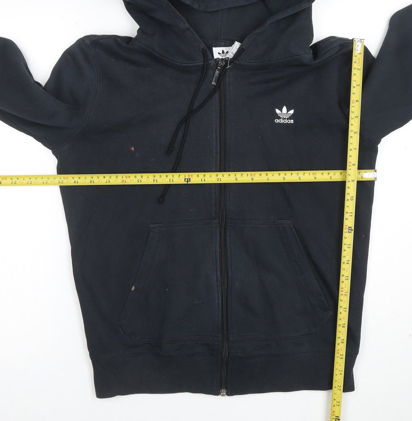 Adidas Women Black Full Zip Hoodie Size 14 M Cotton Blend Sportswear