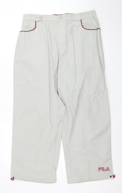 Additional front view of Fila Men Grey XL Lightweight Nylon Casual Trousers