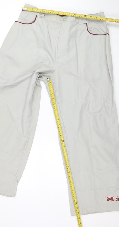 Close-up detail of Fila Men Grey XL Lightweight Nylon Casual Trousers