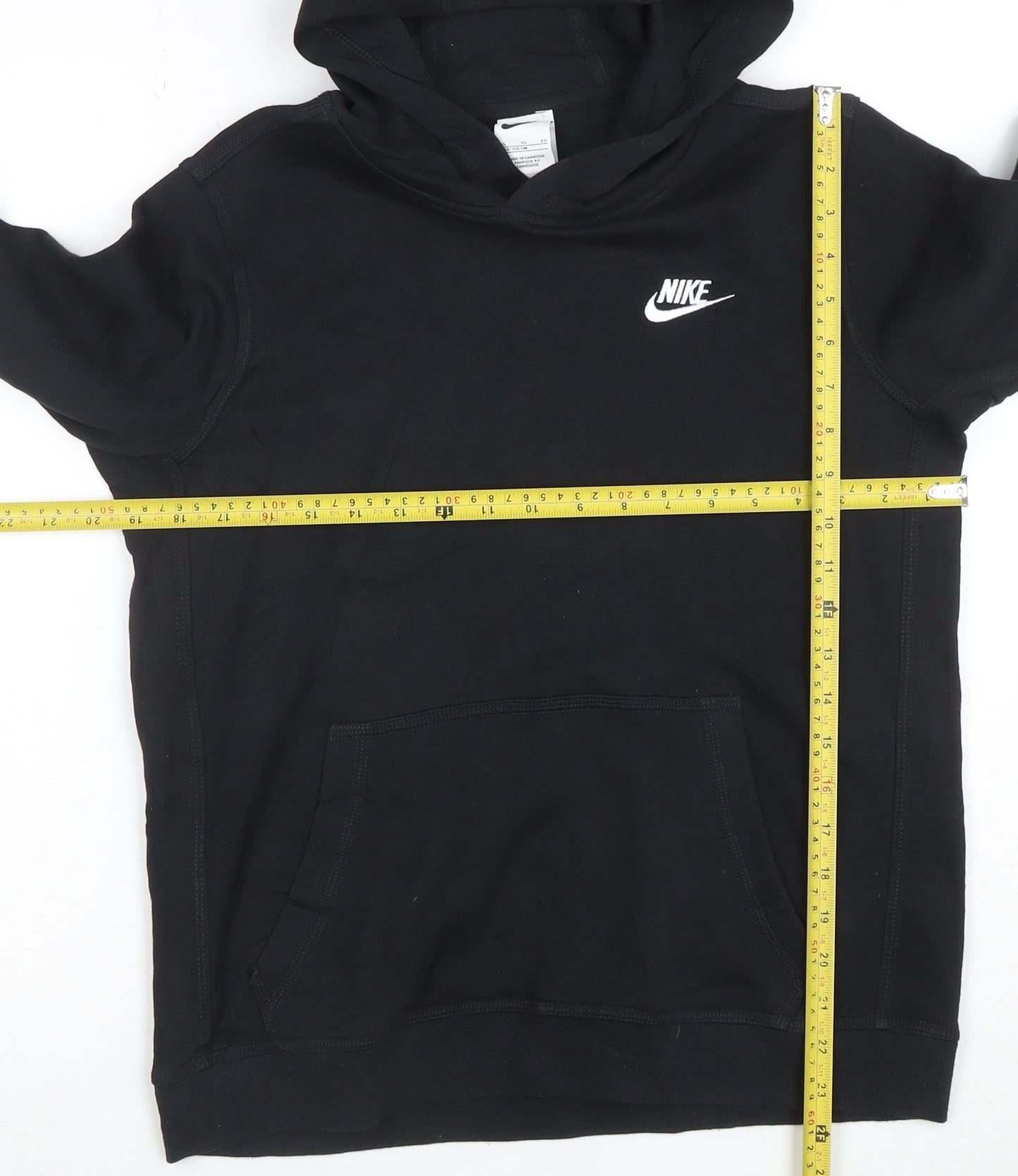 Nike Boys Black XL Pullover Hoodie Sweatshirt 158-170cm Cotton Blend