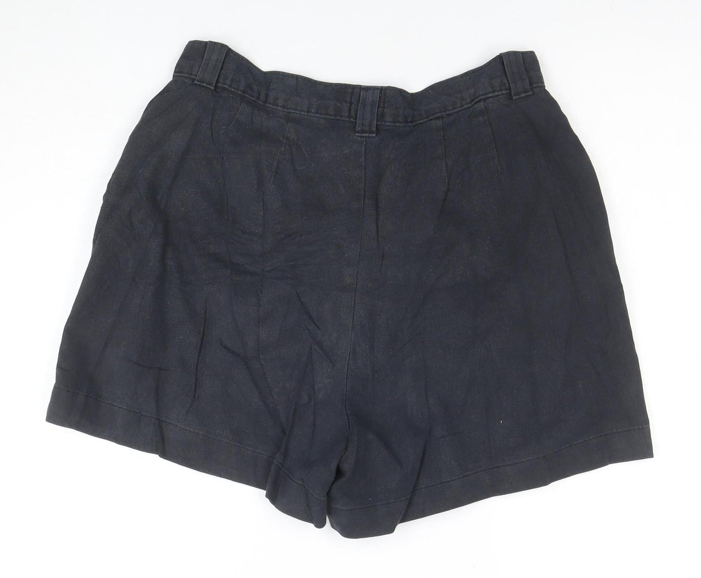 Lee Womens Black Cotton Chino Shorts Size 14 Pleated High Rise Casual