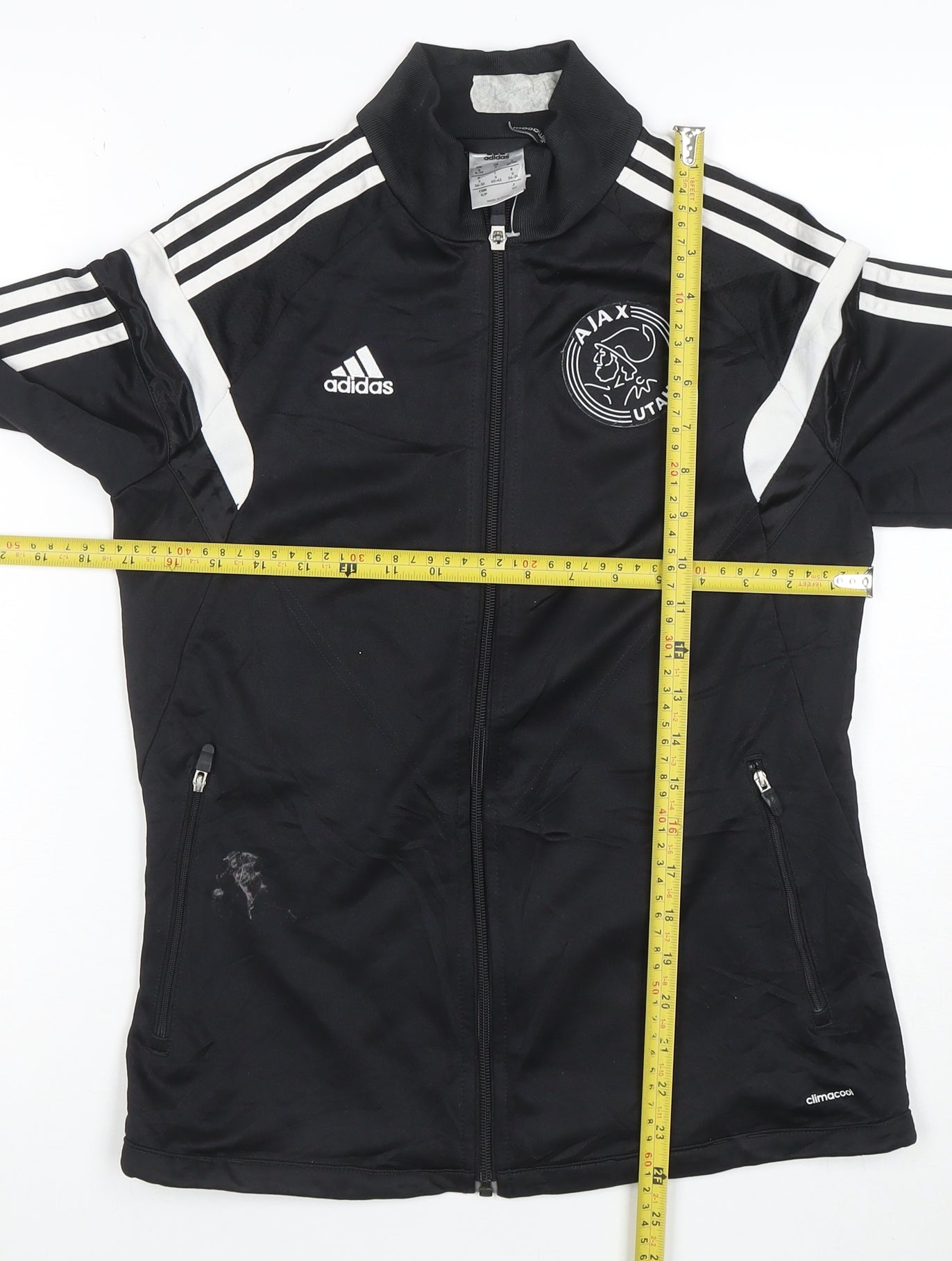 Adidas Women Black Full Zip Ajax Hoodie S ClimaCool Polyester