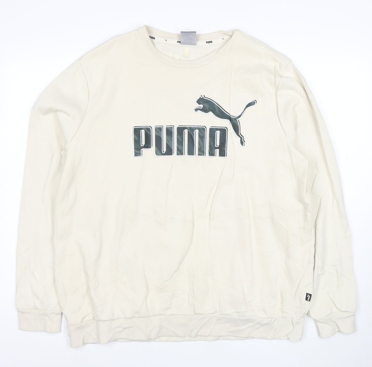 Puma Mens Beige XL Crew Neck Sweatshirt Classic Logo Pullover