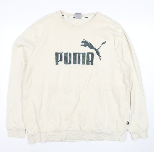 Puma Mens Beige XL Crew Neck Sweatshirt Classic Logo Pullover