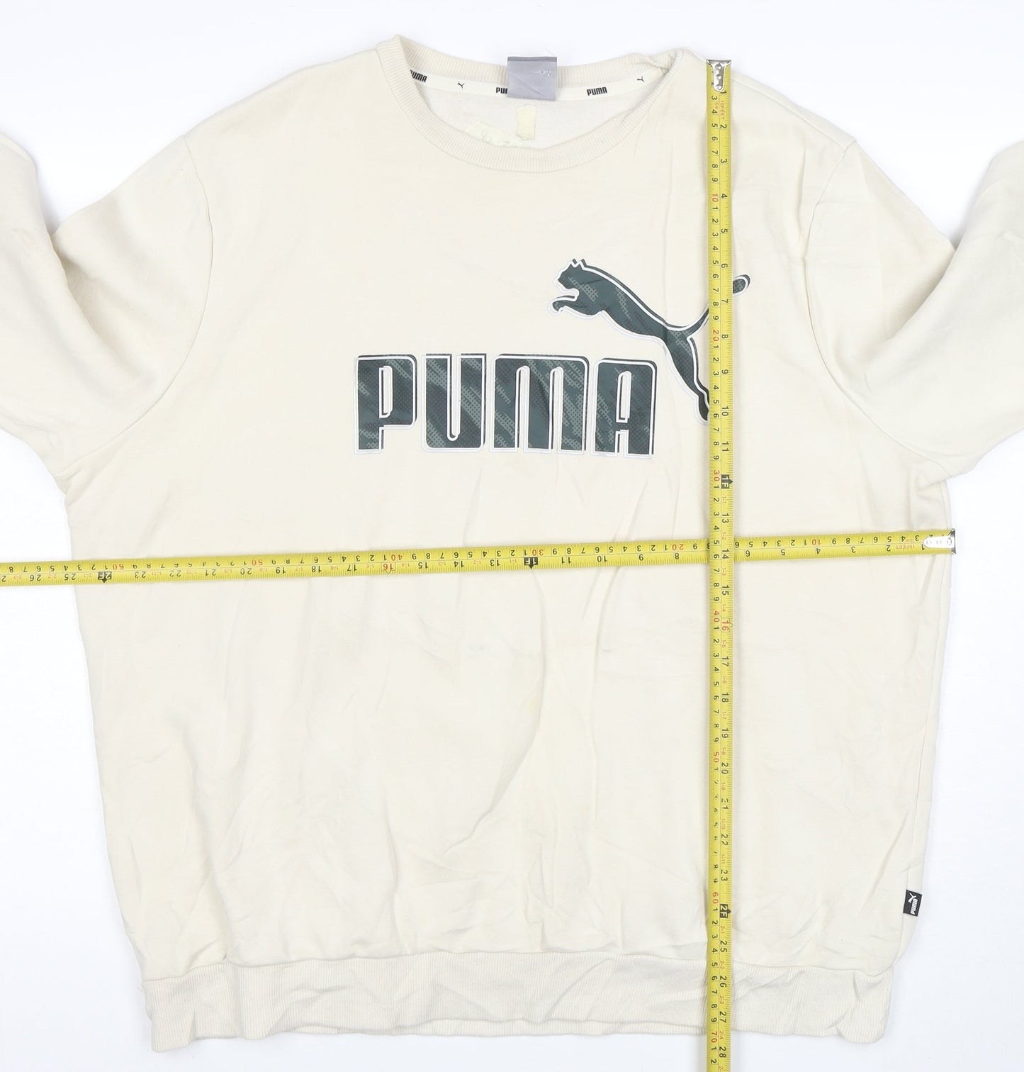 Puma Mens Beige XL Crew Neck Sweatshirt Classic Logo Pullover