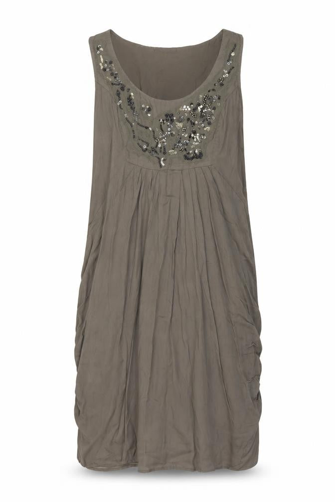 Marks & Spencer Per Una Brown Beaded Shift Dress Size 10