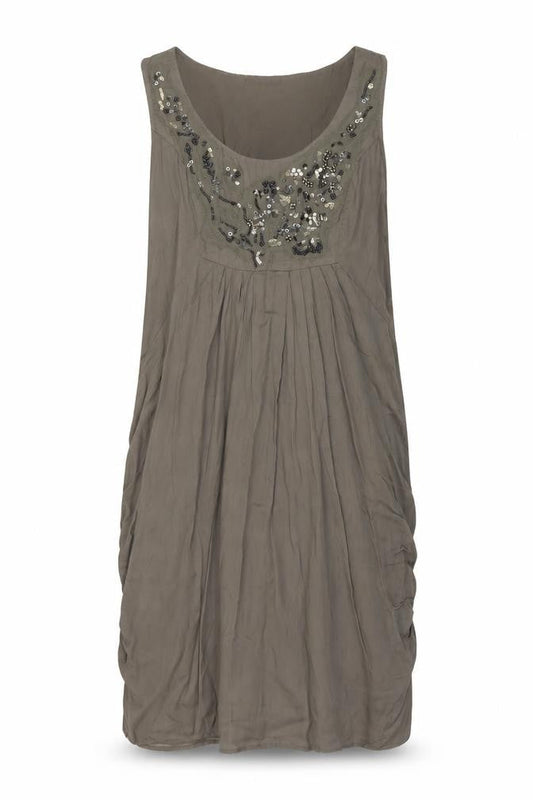 Marks & Spencer Per Una Brown Beaded Shift Dress Size 10