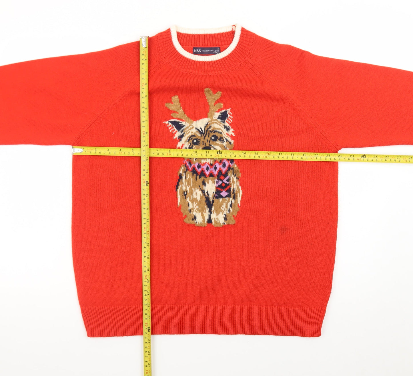Marks and Spencer Women Red Dog Christmas Jumper M Pullover Knit