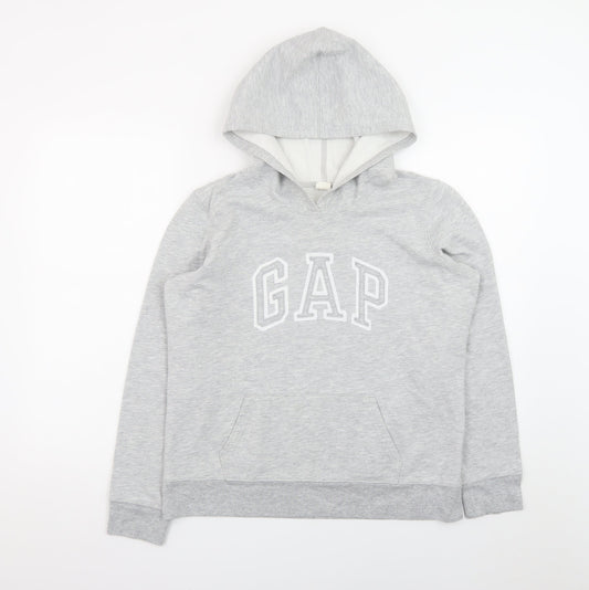 Preloved GAP Men’s Grey Pullover Hoodie M Logo Sweatshirt Cotton Blend - Front