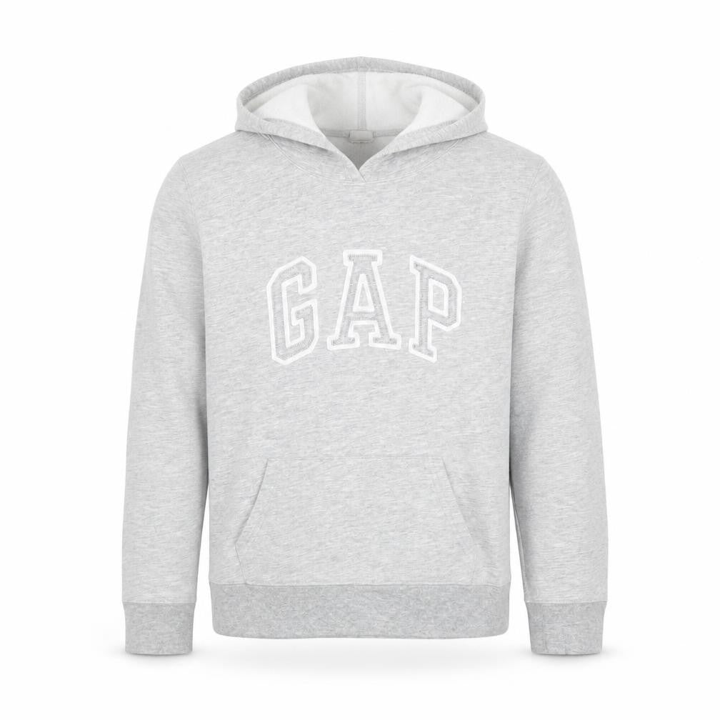 Gap Men’s Grey Pullover Hoodie M Logo Sweatshirt Cotton Blend