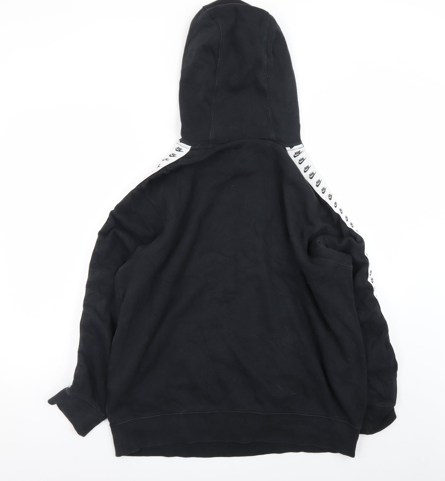 Nike Men’s Black Pullover Hoodie L Logo Tape Sportswear Fleece