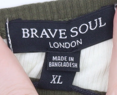 Brave Soul Women’s Multicoloured XL Cropped Long Sleeve T-Shirt