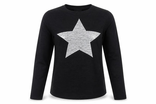 Nocozo Womens Black Long Sleeve Star Print T-Shirt Size 12
