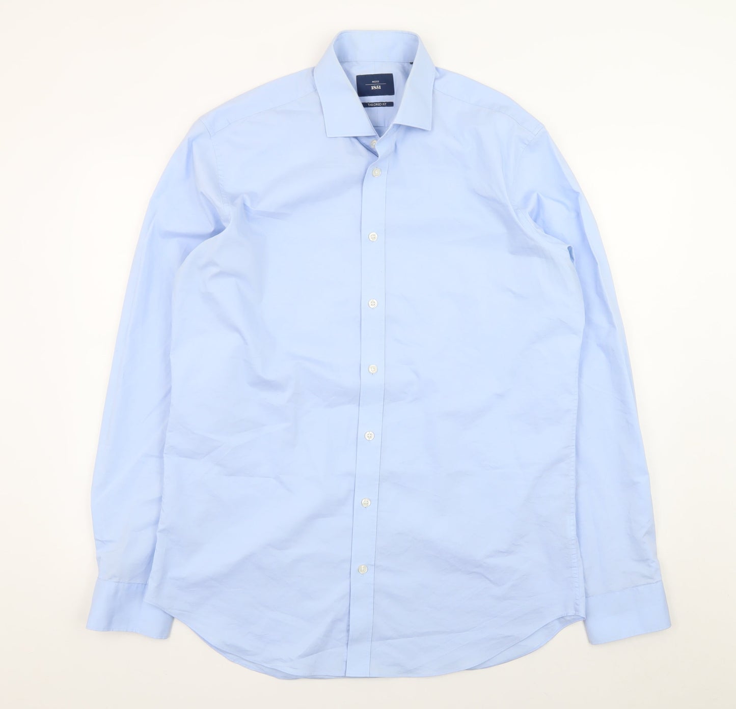 Moss 1851 Men's Blue Tailored Fit Long Sleeve Formal Dress Shirt 2XL