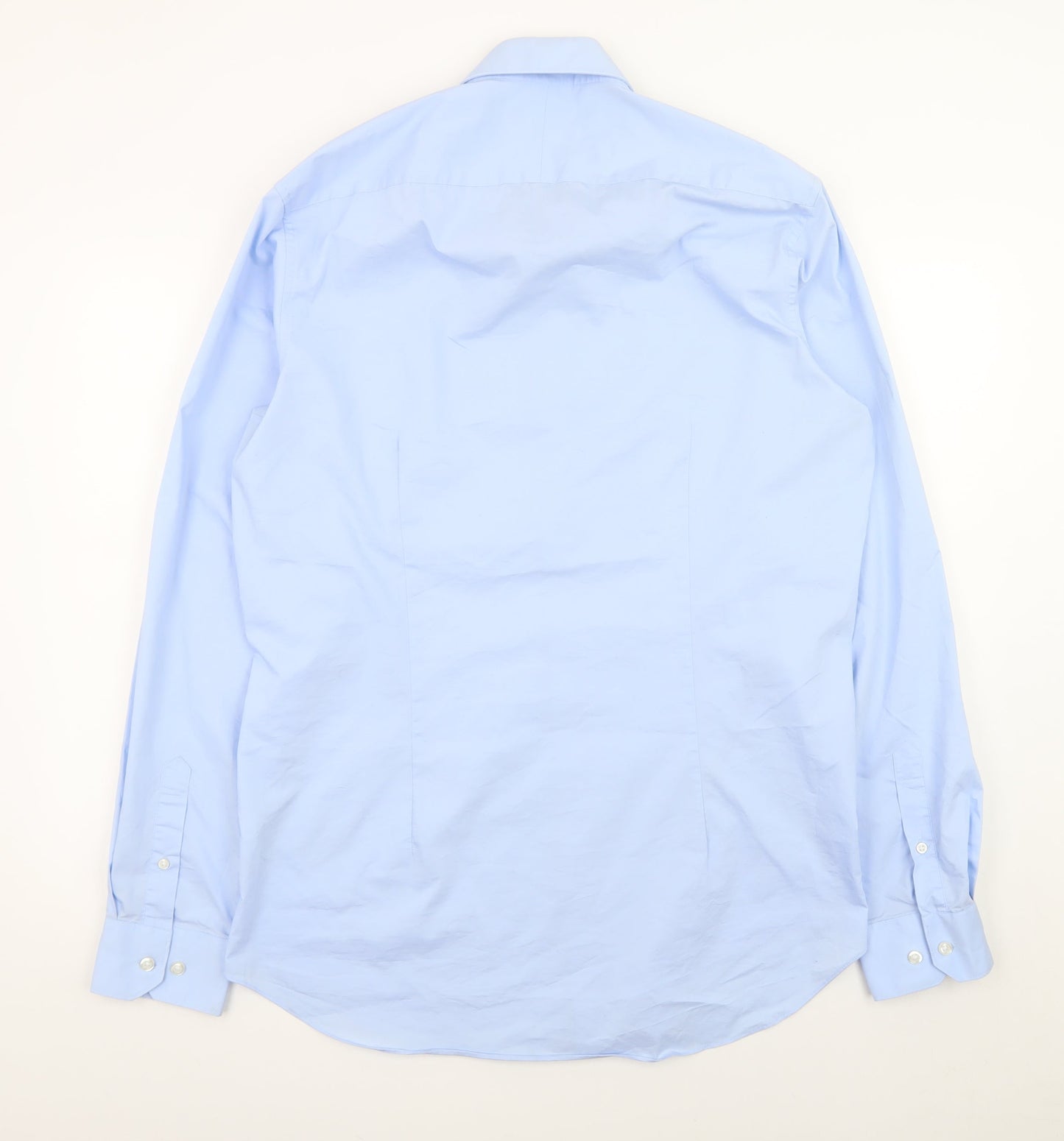 Moss 1851 Men's Blue Tailored Fit Long Sleeve Formal Dress Shirt 2XL
