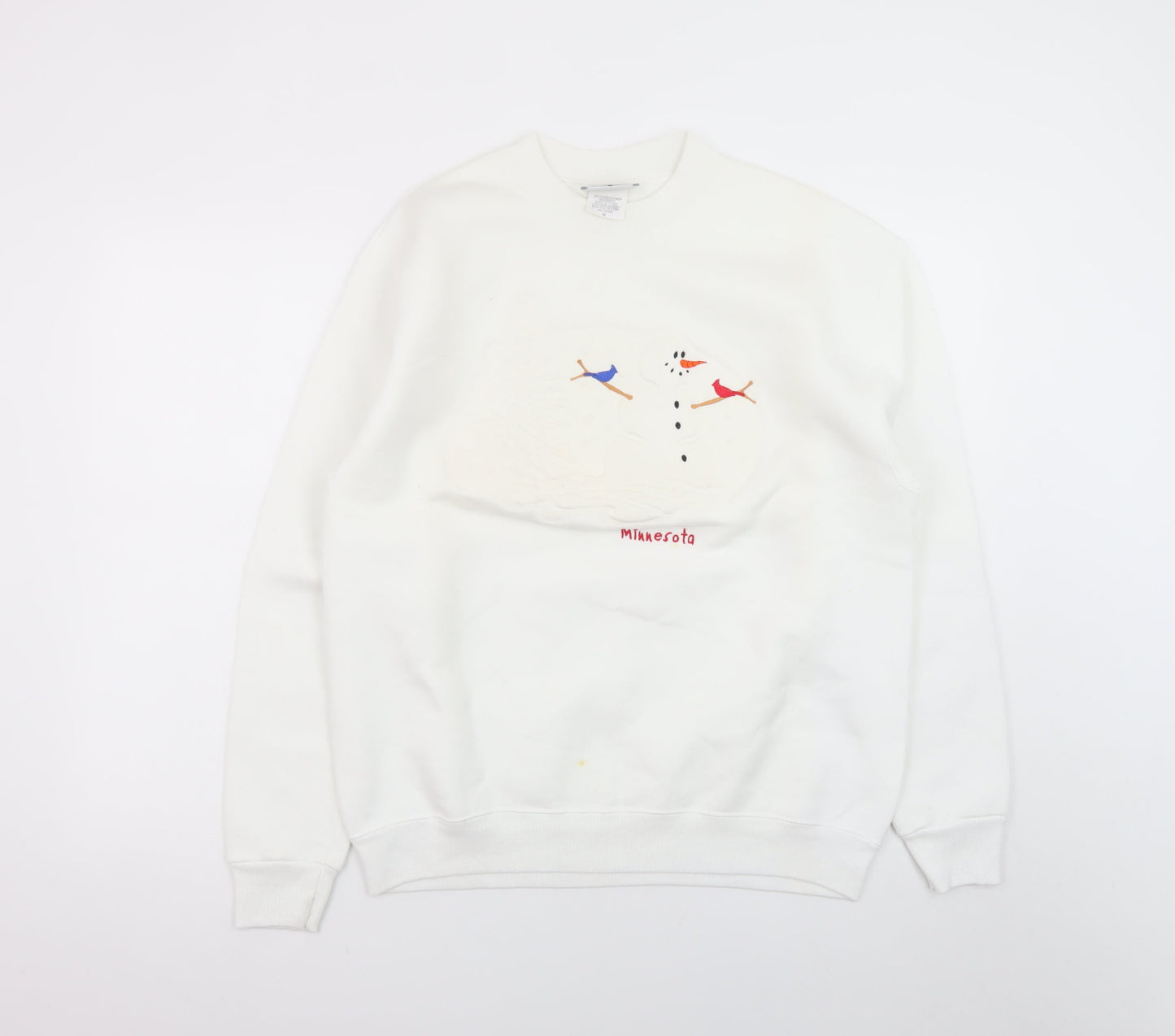 Lee Women White Minnesota Snowman Heavyweight Sweatshirt M