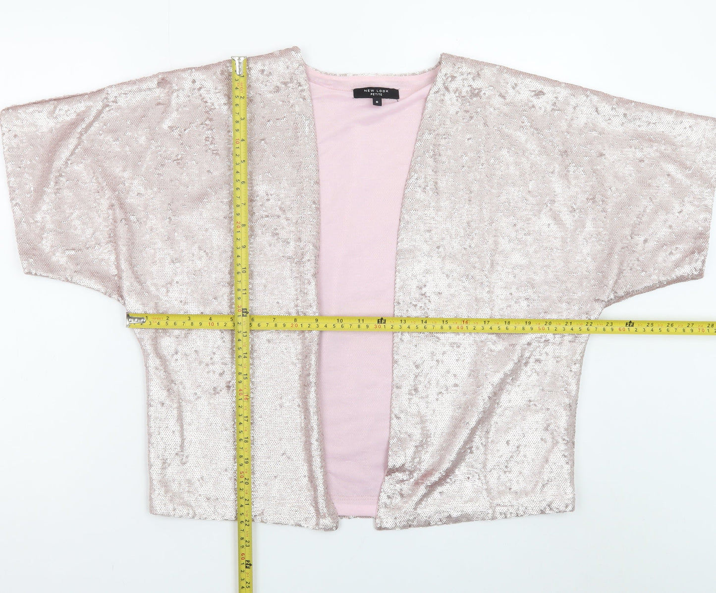 New Look Petite Pink Sequin Kimono Jacket Women's Size 6