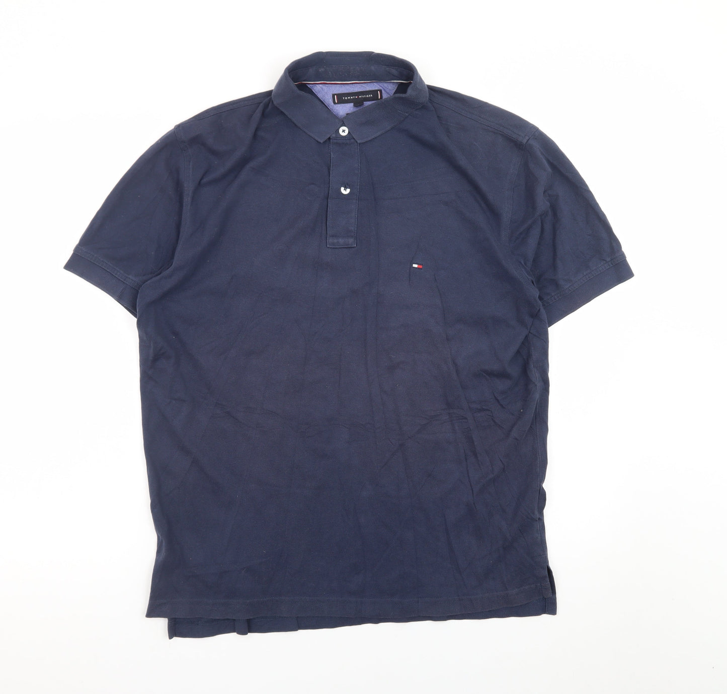 Tommy Hilfiger Men's Navy Blue Regular Fit Polo Shirt Size L