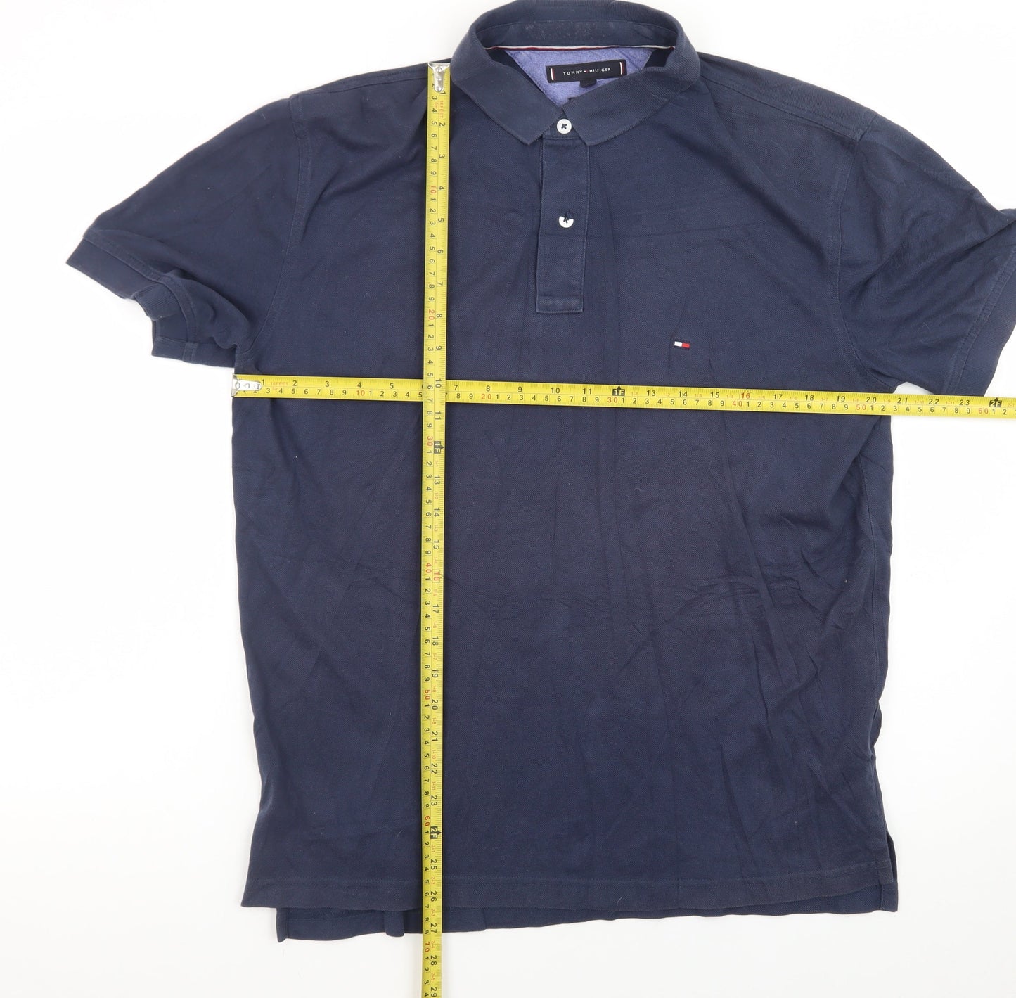 Tommy Hilfiger Men's Navy Blue Regular Fit Polo Shirt Size L