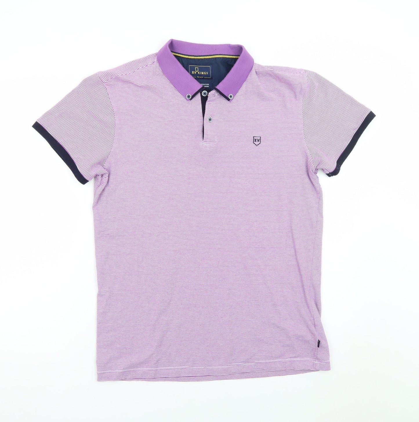 XV Kings Men's Purple Striped Short Sleeve Polo Shirt Size L