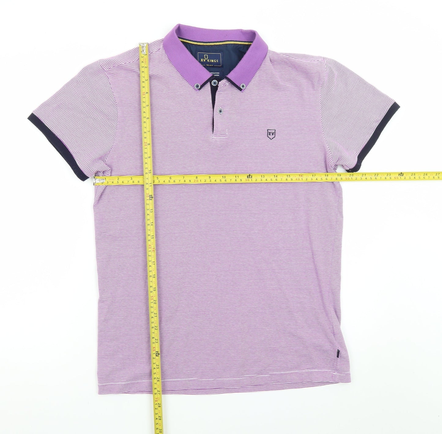 XV Kings Men's Purple Striped Short Sleeve Polo Shirt Size L