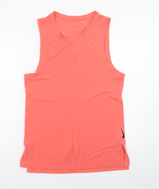 Nike Men's Orange Dri-FIT Slim Fit Sleeveless Gym Tank Top Size S