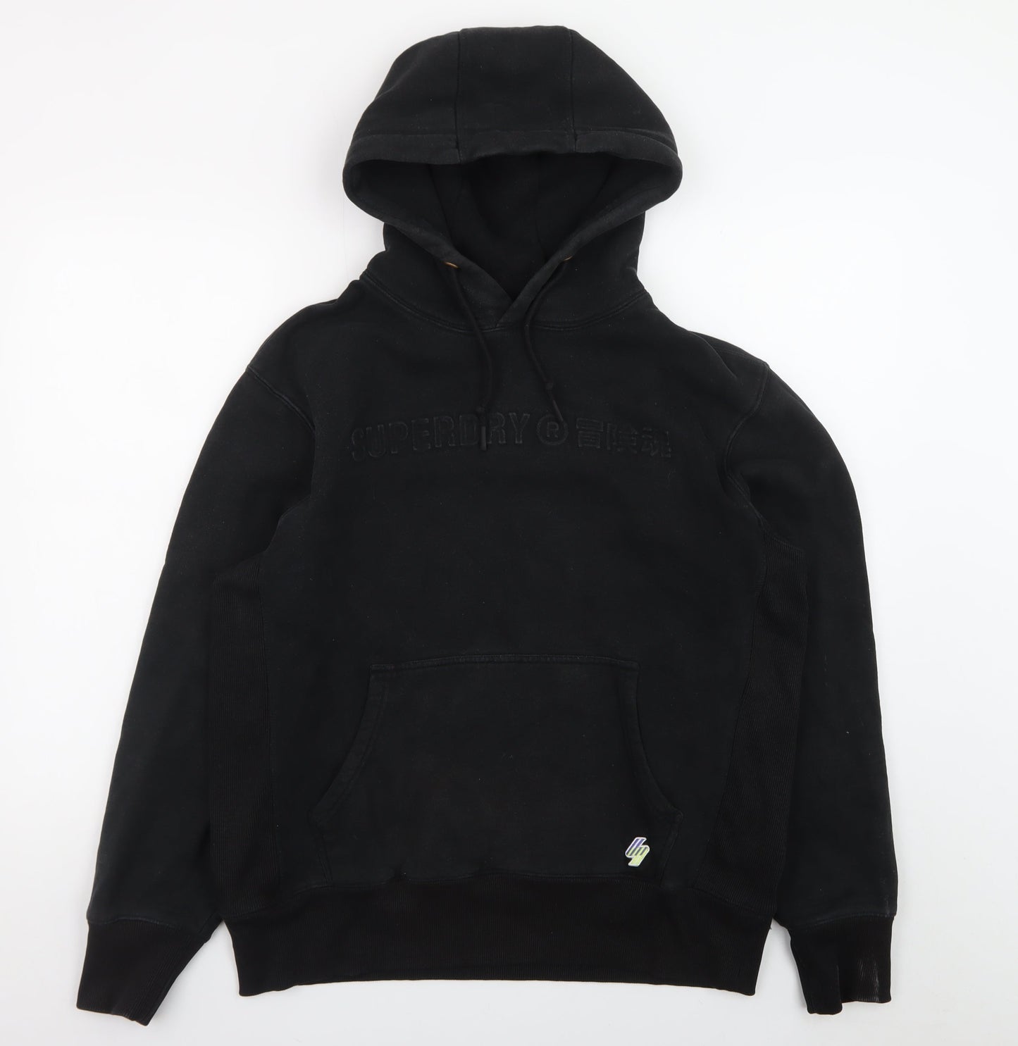 Superdry Men's Black XL Pullover Hoodie with Logo Detail