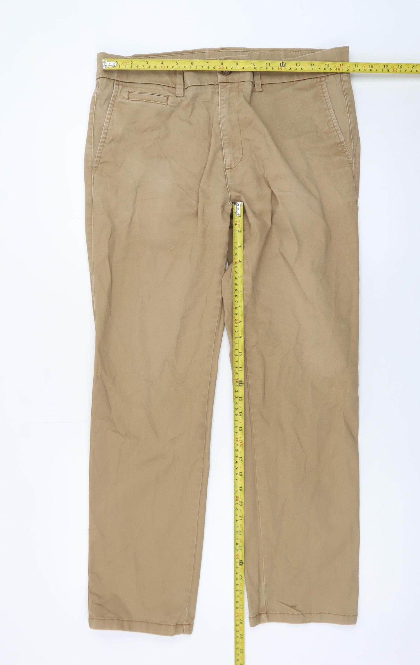 Dunnes Stores Men's Beige Chino Trousers 34W 29L Regular Fit