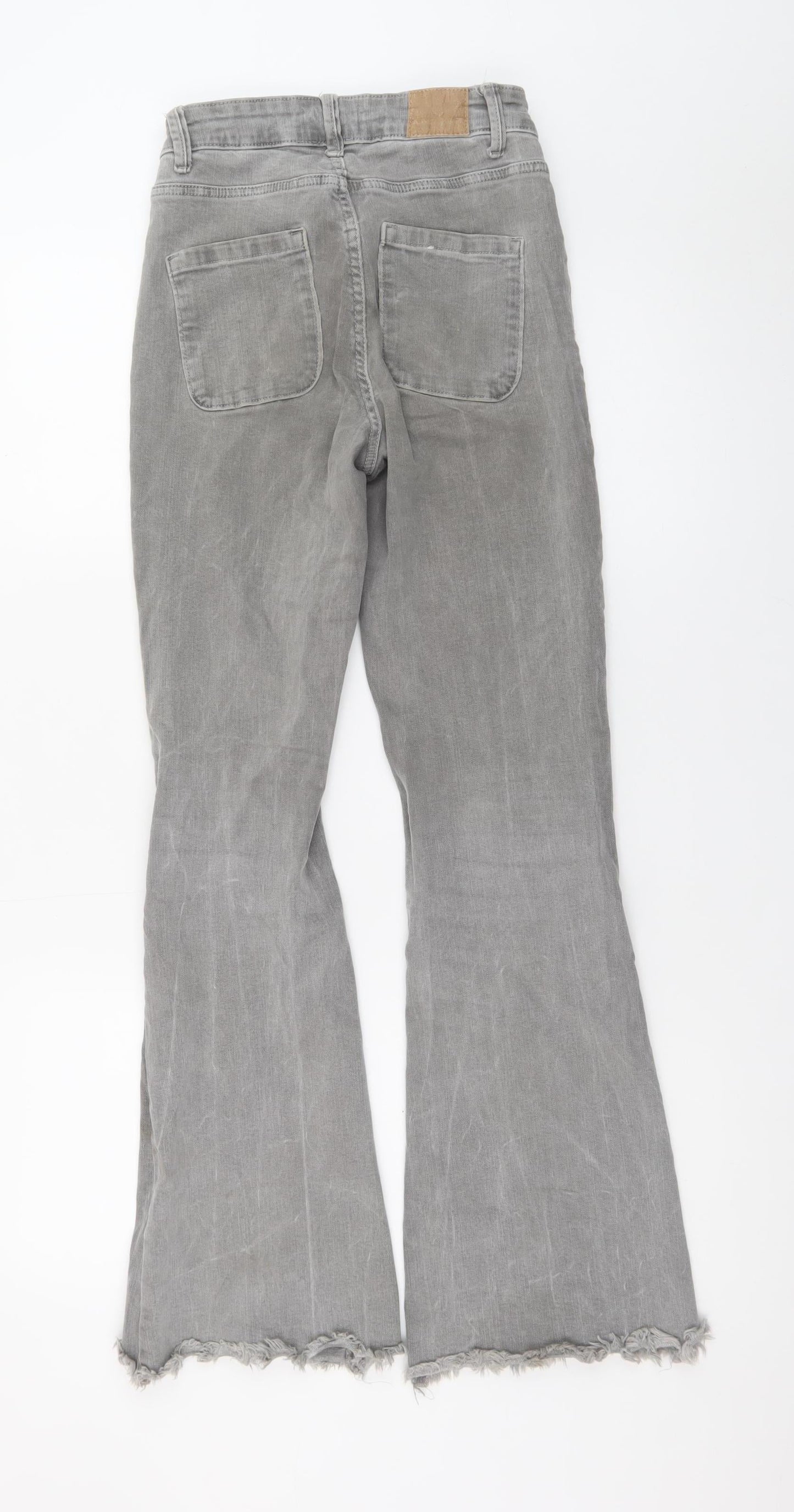 Green Coast Women’s Grey Flared High Rise Button Denim Jeans Size 32