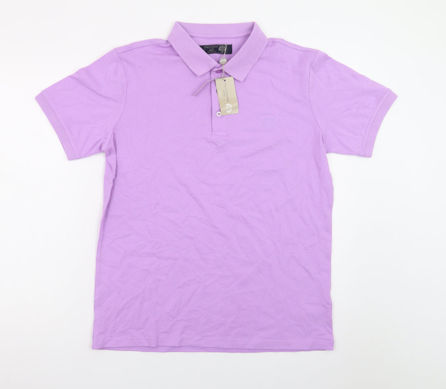 Paul Costelloe Men's Purple Regular Fit Cotton Polo Shirt Medium