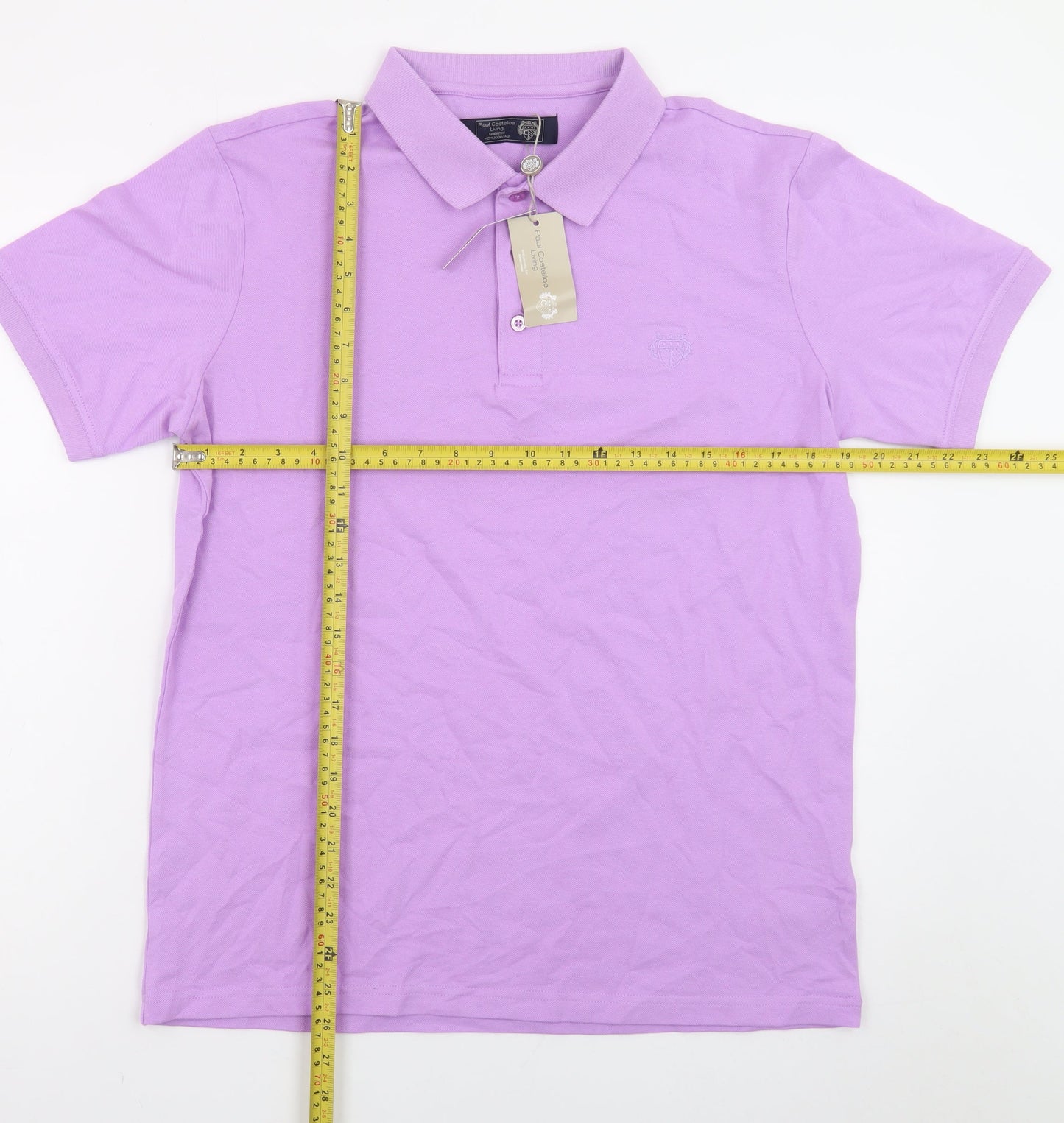 Paul Costelloe Men's Purple Regular Fit Cotton Polo Shirt Medium
