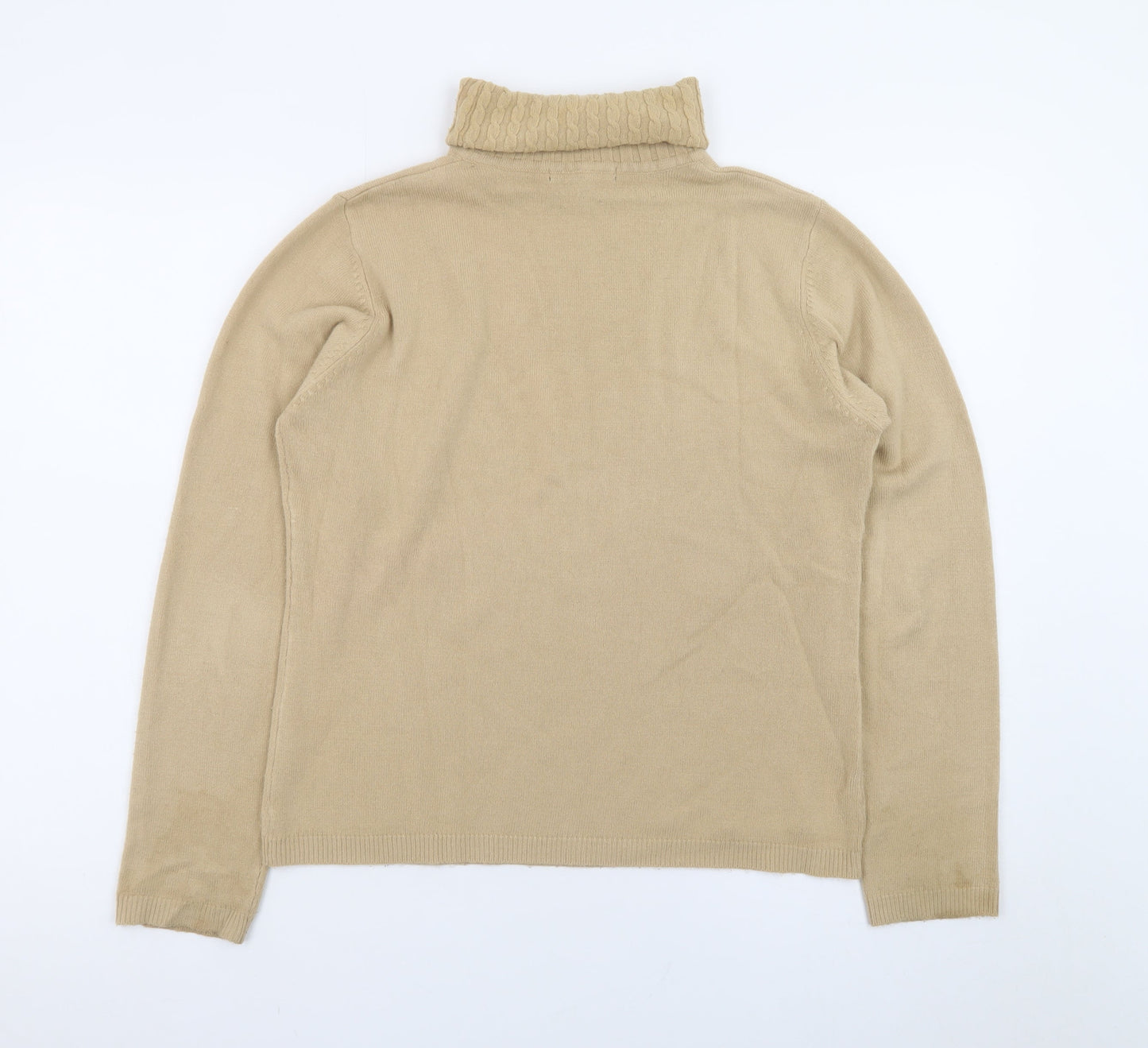 Debbie Morgan Women Beige Roll Neck Knit Jumper Size L