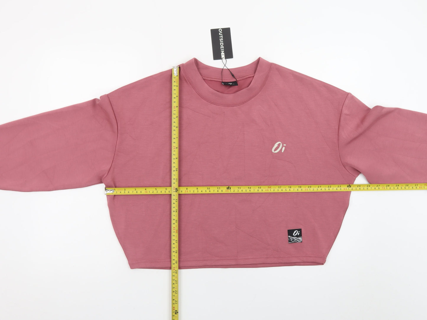 Outsidein Women Pink Cropped Pullover Sweatshirt Size S
