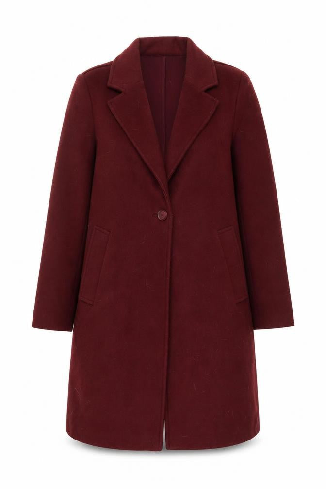Stradivarius Women's Red Long Overcoat Size 10 Polyester