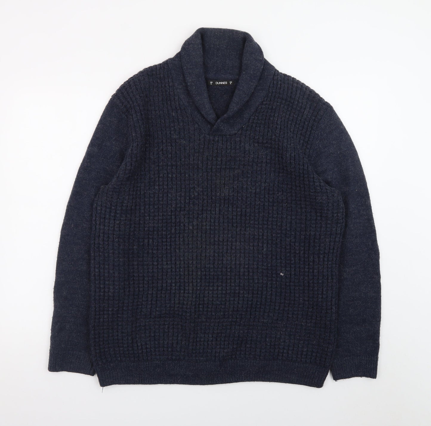 Dunnes Stores Mens Blue XL Collared Chunky Knit Pullover Jumper