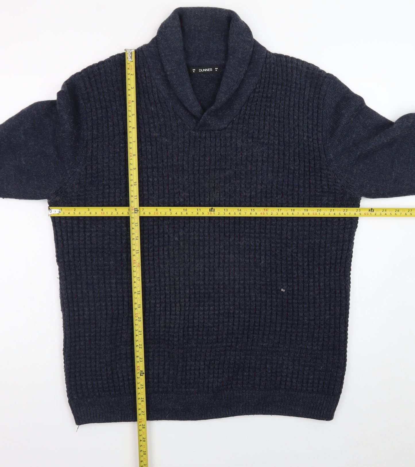 Dunnes Stores Mens Blue XL Collared Chunky Knit Pullover Jumper