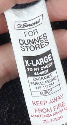 Brand and care label for Dunnes men’s blue xl collared chunky knit jumper