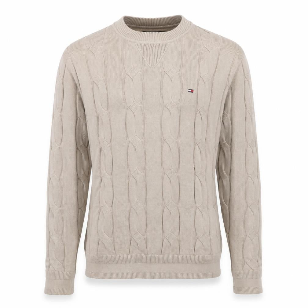 Tommy Hilfiger Men’s Beige Cable-Knit Cotton Jumper M