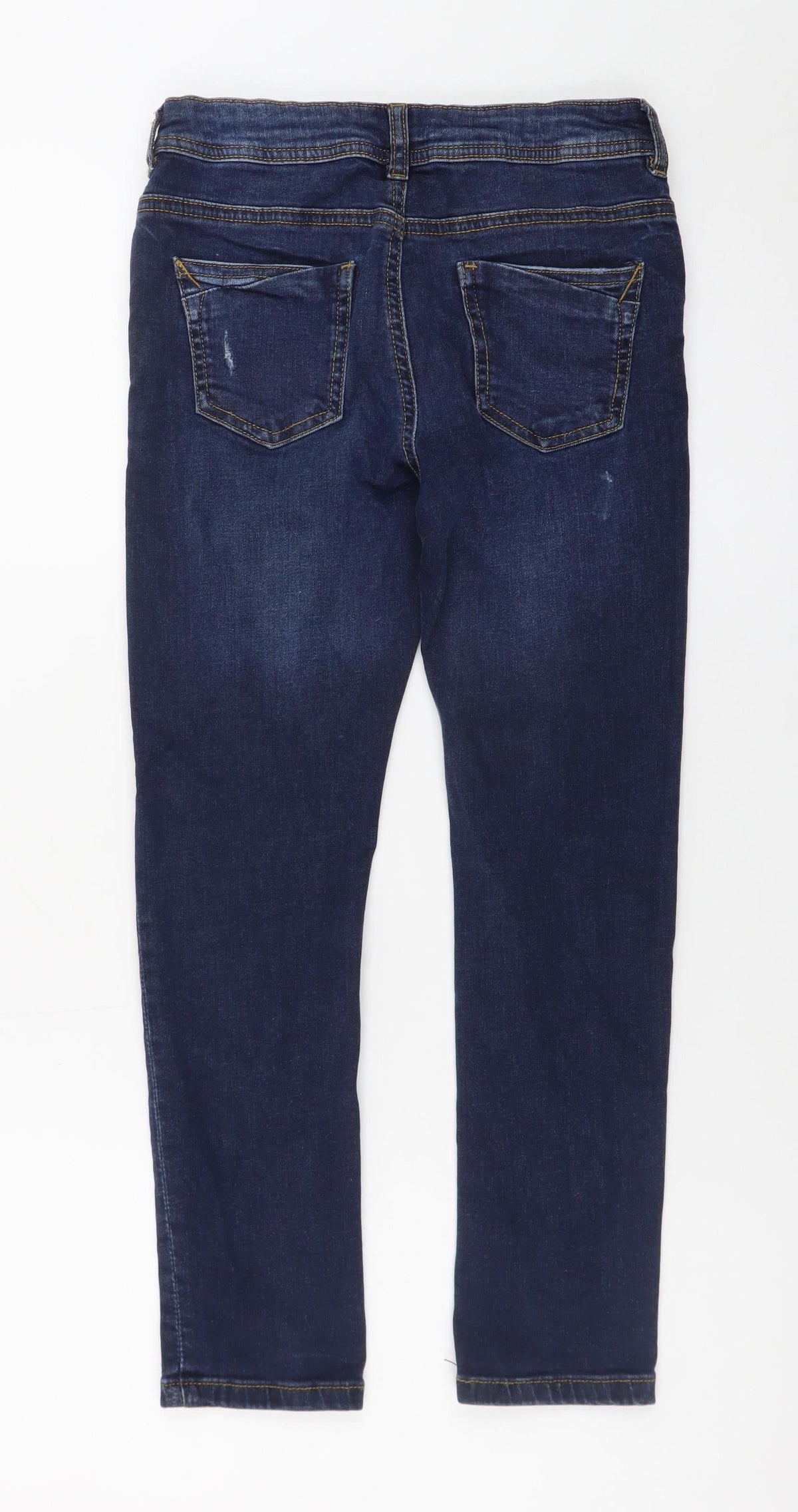 Denim Co. Girls Blue Skinny Jeans 8-9 Years Distressed Stretch Denim