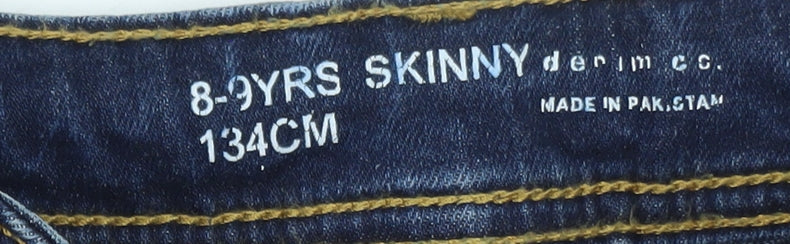 Denim Co. Girls Blue Skinny Jeans 8-9 Years Distressed Stretch Denim