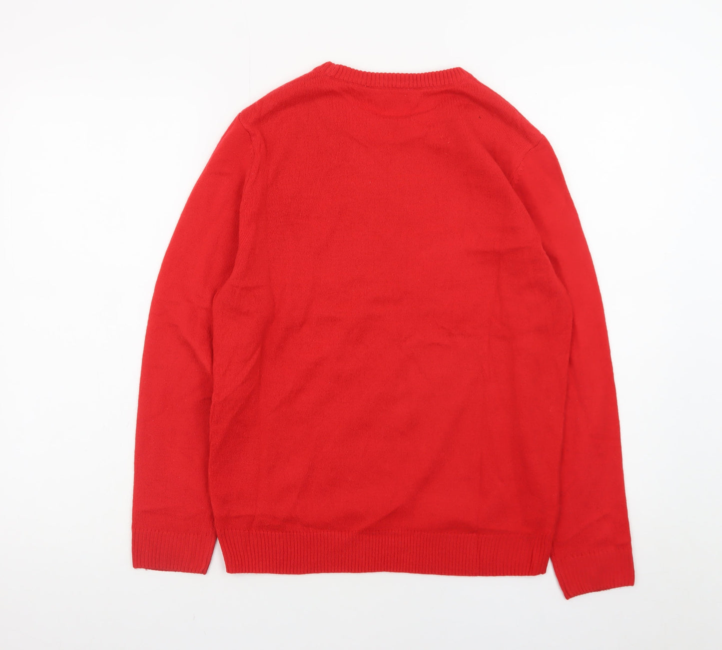 H&M Girls Red Christmas Jumper 12-14 Years Funny Festive Pullover