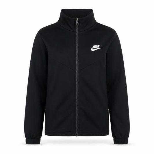 Front view of Nike boys’ black track jacket small 128-137cm full zip sportswear