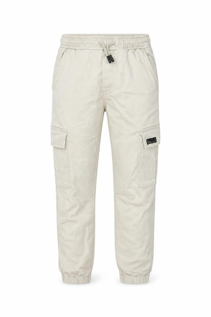 Zara Boys Beige Cargo Trousers 9 Years Elastic Waist Twill Pants